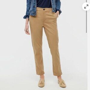 J Crew High-Rise Girlfriend Chino Ankle / Cropped Pants in Khaki Beige